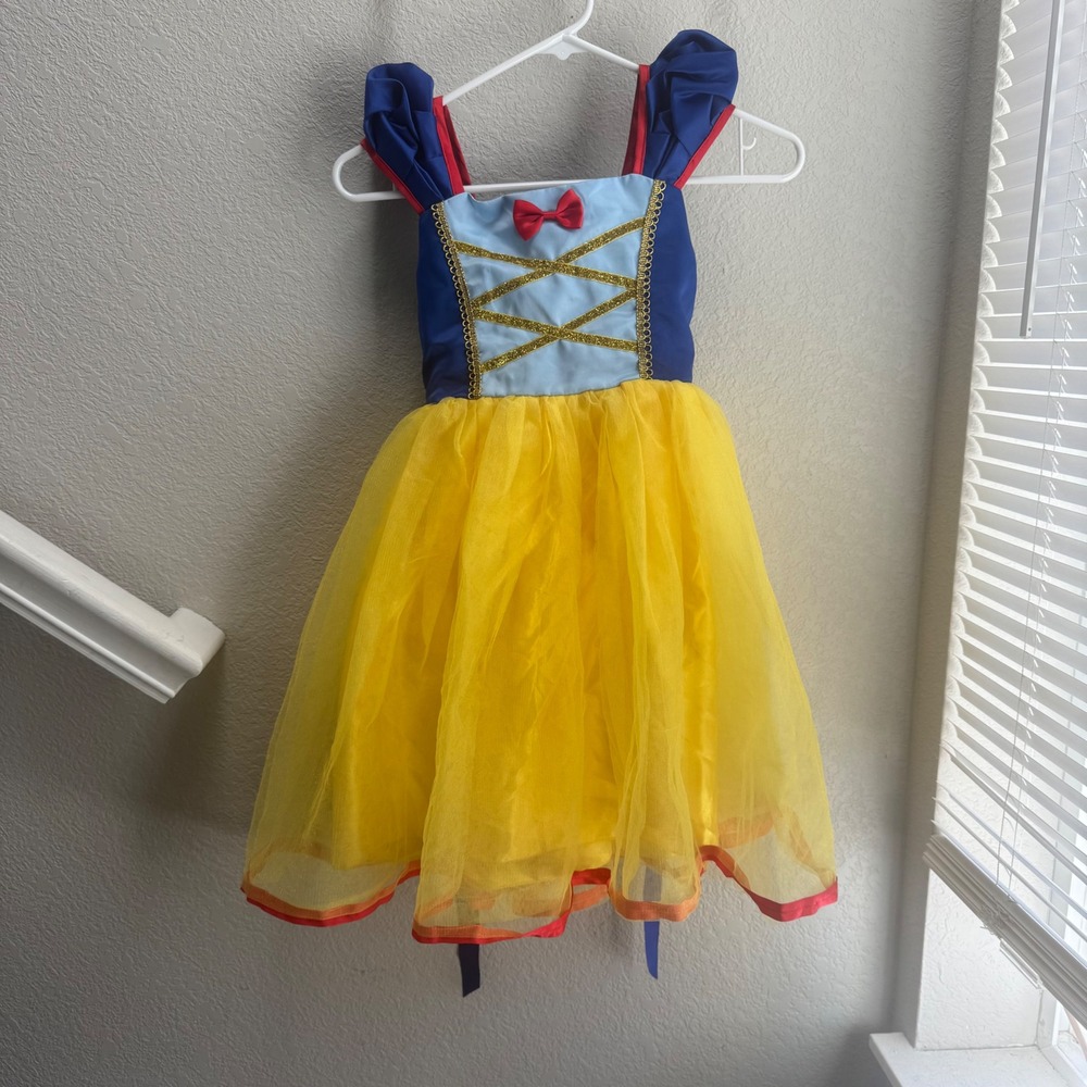 Relibeauty Kids Snow White Princess Costume Dress Blue Yellow Tulle Size 150